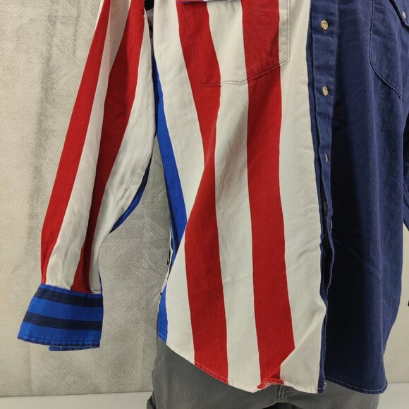 Roper Rodeo Blue Shirt Mens Large Red White Blue Western Button Long Sleeve VTG - Picture 3 of 10